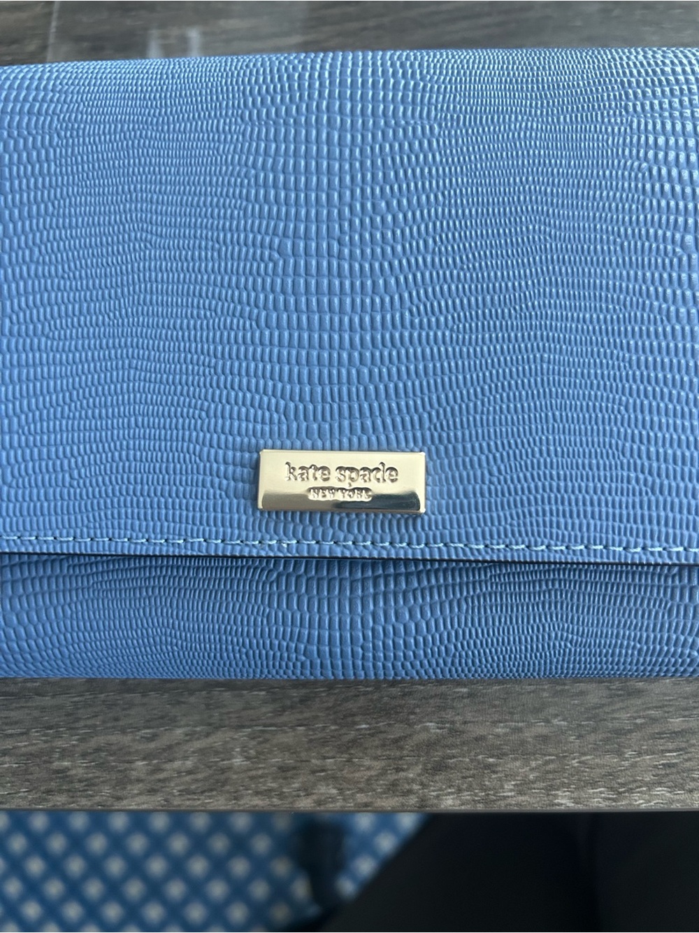 Kate Spade Bristol Blue Croc Embossed Clutch/Wallet - Picture 3 of 8